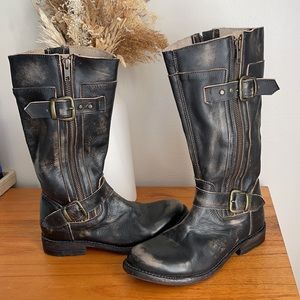 Bed|Stu Distressed Leather Mid Calf Boot, Size 36.5